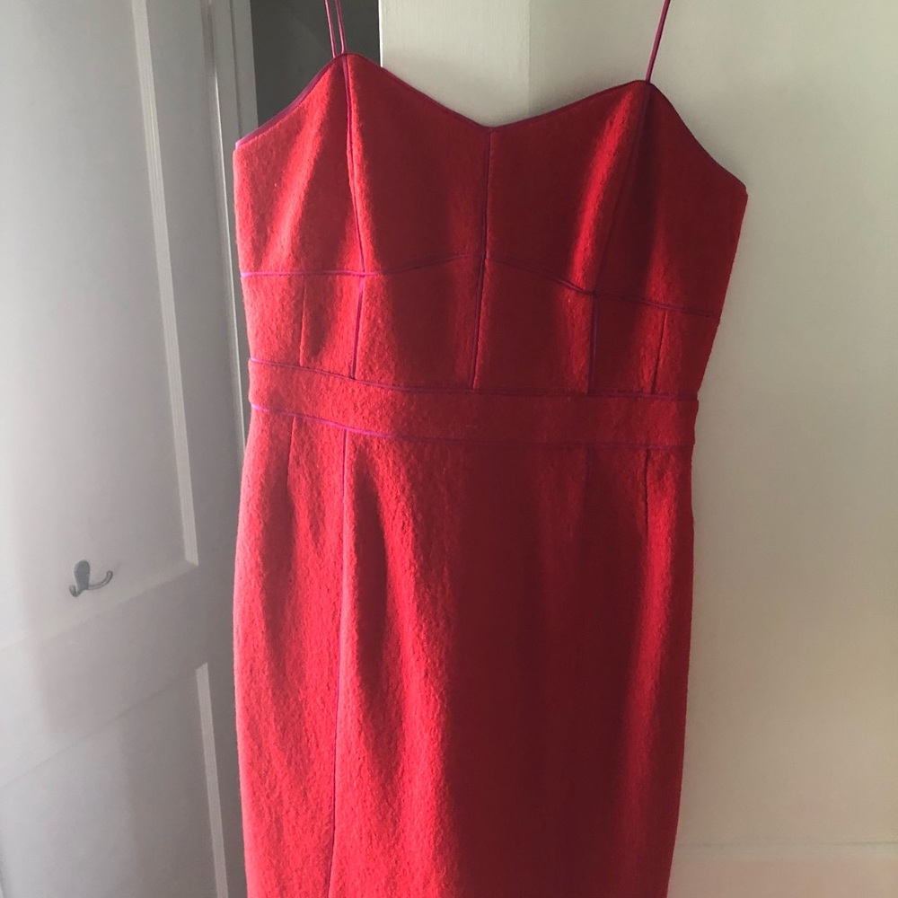 Pink and red tweed dress